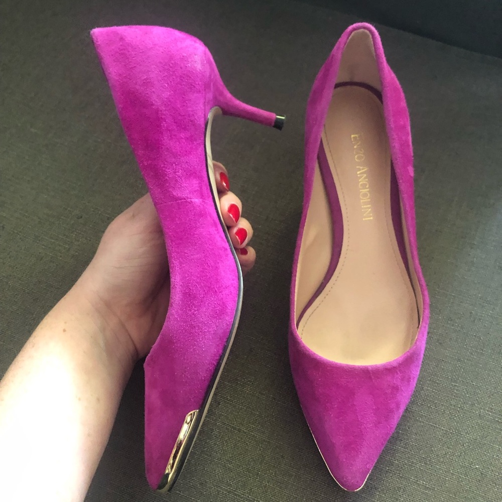 Designer Fuchsia Kitten Heel Pumps